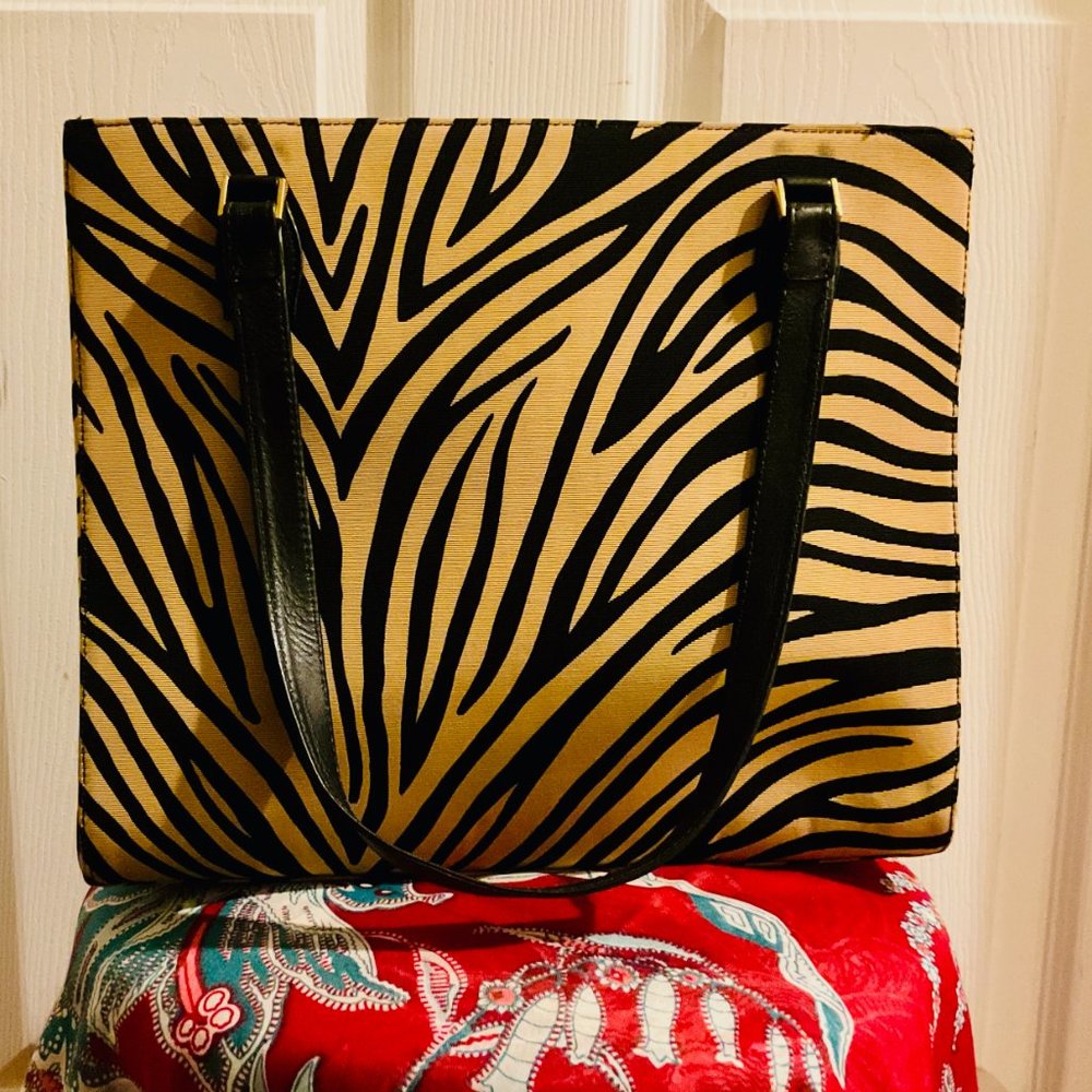 Kate Spade 90s vintage tiger stripe tote bag